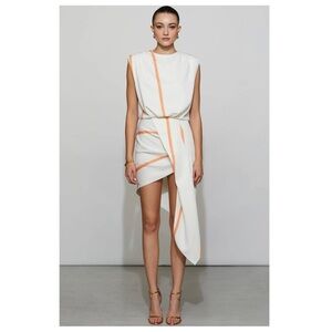 🔻Sold🔺Et Ochs Savanna Asymmetric Elegant White and Orange Mini Dress